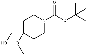 4-(羟甲基)-4-甲氧基哌啶-1-羧酸叔丁酯 结构式