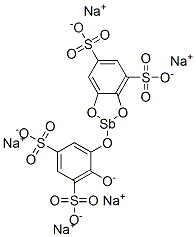 pentasodium 2-(2-oxido-3,5-disulphonatophenoxy)-1,3,2-benzodioxastibole-4,6-disulphonate 结构式