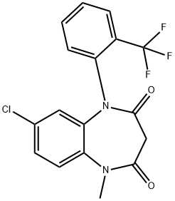 7-Chloro-1-methyl-5-[2-(trifluoromethyl)phenyl]-1H-1,5-benzodiazepine-2,4(3H,5H)-dione 结构式