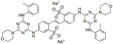 disodium 4,4'-bis[(4-morpholino-6-o-toluidino-1,3,5-triazin-2-yl)amino]stilbene-2,2'-disulphonate 结构式
