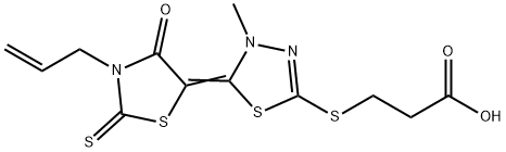 3-[[5-[3-allyl-4-oxo-2-thioxothiazolidin-5-ylidene]-4,5-dihydro-4-methyl-1,3,4-thiadiazol-2-yl]thio]propionic acid 结构式