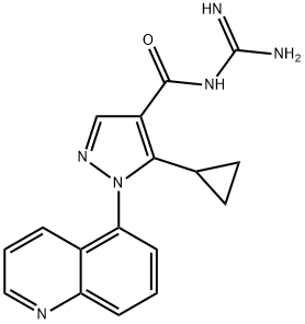 [1-(喹啉-5-基)-5-环丙基-1H-吡唑-4-甲酰基]胍 结构式