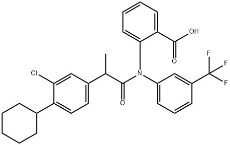 Benzoic  acid,  2-[[2-(3-chloro-4-cyclohexylphenyl)-1-oxopropyl][3-(trifluoromethyl)phenyl]amino]- 结构式