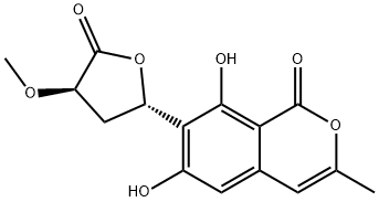6,8-Dihydroxy-3-methyl-7-[(2S,4R)-tetrahydro-4-methoxy-5-oxofuran-2-yl]-1H-2-benzopyran-1-one 结构式