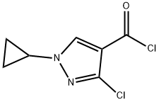 1H-Pyrazole-4-carbonyl chloride, 3-chloro-1-cyclopropyl- (9CI) 结构式