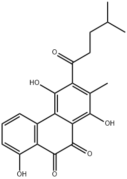 1,4,8-Trihydroxy-2-methyl-3-(4-methylvaleryl)-9,10-phenanthrenequinone 结构式