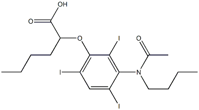 2-[[3-(N-Butylacetylamino)-2,4,6-triiodophenyl]oxy]hexanoic acid 结构式