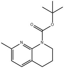 1-BOC-7-甲基-1,2,3,4-四氢-1,8-萘啶 结构式