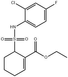 ETHYL 6-(N-(2-CHLORO-4-FLUOROPHENYL)SULFAMOYL)CYCLOHEX-1-ENECARBOXYLATE 结构式