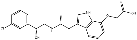 2-[[3-[(2R)-2-[[(2R)-2-(3-chlorophenyl)-2-hydroxy-ethyl]amino]propyl]- 1H-indol-7-yl]oxy]acetic acid 结构式