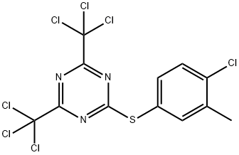 2-[(4-Chloro-3-methylphenyl)thio]-4,6-bis(trichloromethyl)-1,3,5-triazine 结构式