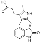 2,4-DIMETHYL-5-[(1,2-DIHYDRO-2-OXO-3H-INDOL-3-YLIDENE)METHYL]-PYRROLE-3-PROPANOIC ACID 结构式