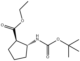 (1R,2R)-2-((叔丁氧基羰基)氨基)环戊烷羧酸乙酯 结构式