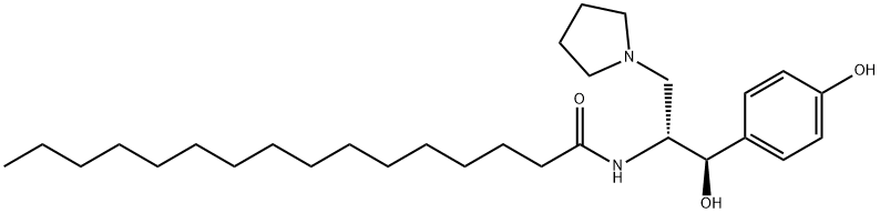 Hexadecanamide, N-[(1R,2R)-2-hydroxy-2-(4-hydroxyphenyl)-1-(1-pyrrolidinylmethyl)ethyl]- 结构式