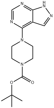 4-(2H-吡唑并[3,4-D]嘧啶-4-基)哌嗪-1-羧酸叔丁酯 结构式