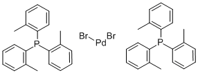 二溴双(三-O-甲苯基磷)化钯(II) 结构式