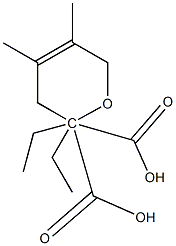 3,6-Dihydro-4,5-dimethyl-2H-pyran-2,2-dicarboxylic acid diethyl ester 结构式