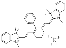 1,3,3-三甲基-2-((E)-2-(2-苯基-3-[(E)-2-(1,3,3-三甲基-1,3-二氢-2H-吲哚-2-亚基)乙亚基]-1-环己烯-1-基)乙烯基)-3H-吲哚四氟硼酸盐 结构式