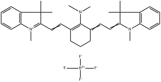 2-((E)-2-(2-(DIMETHYLAMINO)-3-[(E)-2-(1,3,3-TRIMETHYL-1,3-DIHYDRO-2H-INDOL-2-YLIDENE)ETHYLIDENE]-1-CYCLOHEXEN-1-YL)ETHENYL)-1,3,3-TRIMETHYL-3H-INDOLIUM TETRAFLUOROBORATE 结构式