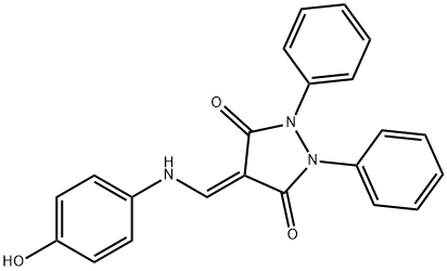 4-[(p-Hydroxyphenylamino)methylene]-1,2-diphenyl-3,5-pyrazolidinedione 结构式