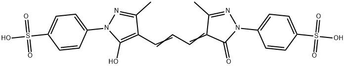 p-[4,5-dihydro-4-[3-[5-hydroxy-3-methyl-1-(4-sulphophenyl)-1H-pyrazol-4-yl]allylidene]-3-methyl-5-oxo-1H-pyrazol-1-yl]benzenesulphonic acid  结构式