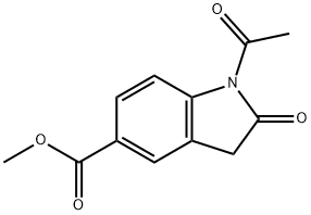 1-乙酰基-2-氧代吲哚啉-5-甲酸甲酯 结构式