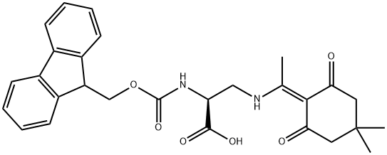 (S)-2-((((9H-芴-9-基)甲氧基)羰基)氨基)-3-((1-(4,4-二甲基-2,6-二氧代环己基)乙基)氨基)丙酸 结构式