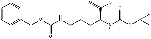 N-叔丁氧羰基-N'-苄氧羰基-L-鸟氨酸 结构式