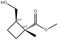 Cyclobutanecarboxylic acid, 2-(hydroxymethyl)-1-methyl-, methyl ester, 结构式