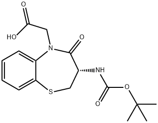 (S)-3-BOC-AMINO-5-(CARBOXYMETHYL)-2,3-DIHYDRO-1,5-BENZOTHIAZEPIN-4(5H)-ONE 结构式