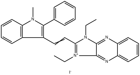1,3-diethyl-2-[2-(1-methyl-2-phenyl-1H-indol-3-yl)vinyl]-1H-imidazo[4,5-b]quinoxalinium iodide 结构式