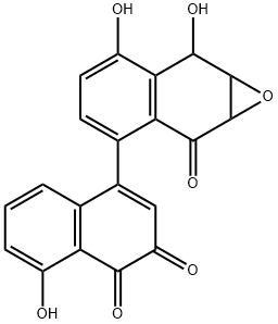 8-Hydroxy-4-(1a,2,7,7a-tetrahydro-6,7-dihydroxy-2-oxonaphth[2,3-b]oxiren-3-yl)-1,2-naphthoquinone 结构式