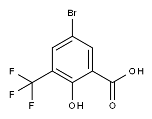 5-Bromo-3-(trifluoromethyl)salicylic acid, 5-Bromo-3-carboxy-2-hydroxybenzotrifluoride 结构式