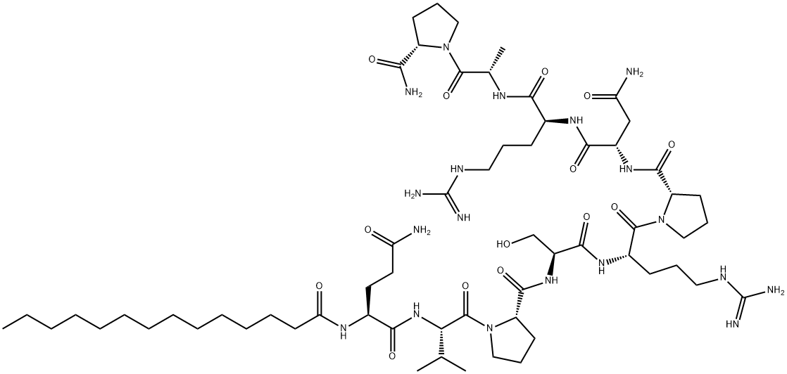 MYR-GLN-PRO-PRO-ALA-SER-ASN-PRO-ARG-VAL-ARG-NH2 结构式