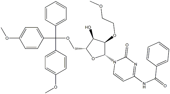 N-苯甲酰基-5'-O-[双(4-甲氧基苯基)苯基甲基]-2'-O-(2-甲氧基乙基)胞苷 结构式