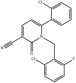 1-(2-chloro-6-fluorobenzyl)-6-(2-chlorophenyl)-2-oxo-1,2-dihydro-3-pyridinecarbonitrile 结构式