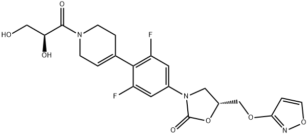(5R)-3-[4-[1-[(2S)-2,3-二羟基-1-氧代丙基]-1,2,3,6-四氢-4-吡啶基]-3,5-二氟苯基]-5-[(3-异恶唑氧基)甲基]-2-恶唑烷酮 结构式