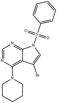 7-BENZENESULFONYL-5-BROMO-4-PIPERIDIN-1-YL-7H-PYRROLO[2,3-D]PYRIMIDINE 结构式