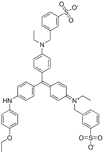 hydrogen [4-[[4-[(4-ethoxyphenyl)amino]phenyl][4-[ethyl(3-sulphonatobenzyl)amino]phenyl]methylene]cyclohexa-2,5-dien-1-ylidene](ethyl)(3-sulphonatobenzyl)ammonium 结构式