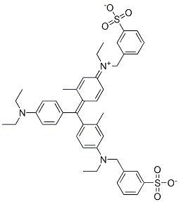 hydrogen [4-[[4-(diethylamino)phenyl][4-[ethyl(3-sulphonatobenzyl)amino]-o-tolyl]methylene]-3-methylcyclohexa-2,5-dien-1-ylidene](ethyl)(3-sulphonatobenzyl)ammonium 结构式