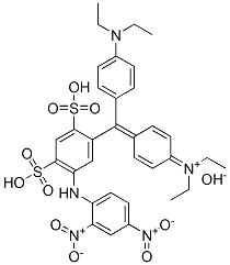 diethyl[4-[[4-(diethylamino)phenyl][5-[(2,4-dinitrophenyl)amino]-2,4-disulphophenyl]methylene]-2,5-cyclohexadien-1-ylidene]ammonium hydroxide  结构式