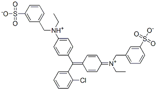 [4-[(2-chlorophenyl)[4-[ethyl[(3-sulphonatophenyl)methyl]ammonio]phenyl]methylene]cyclohexa-2,5-dien-1-ylidene](ethyl)(3-sulphonatobenzyl)ammonium  结构式