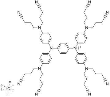 N,N,N'',N''-TETRAKIS[4-BIS(3-CYANOPROPYL)AMINOPHENYL]-P-PHENYLENEDIAMINIUM HEXAFLUOROPHOSPHATE 结构式