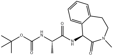 Tert-Butyl(S)-1-((S)-3-methyl-2-oxo-2,3,4,5-tetrahydro-1H-benzo[d]azepin-1-ylamino)-1-oxopropan-2-ylcarbamate 结构式