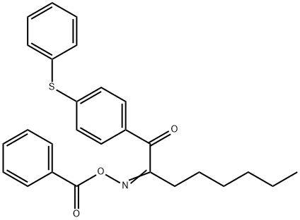 1-[4-(苯硫基)苯基]-1,2-辛烷二酮 2-(O-苯甲酰肟) 结构式