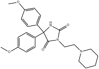 5,5-bis(4-methoxyphenyl)-3-[2-(1-piperidyl)ethyl]imidazolidine-2,4-dione  结构式