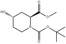 (2S,4S)-4-羟基哌啶-1,2-二羧酸 1-叔丁酯 2-甲酯 结构式