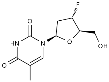 3'-脱氧-3-氟胸苷 结构式