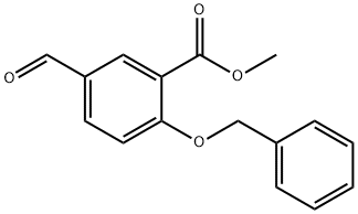 2-苄氧基-5-甲酰基苯甲酸甲酯 结构式