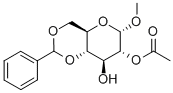 甲基 2-O-乙酰基-4,6-O-亚苄基-ALPHA-D-吡喃葡萄糖苷 结构式